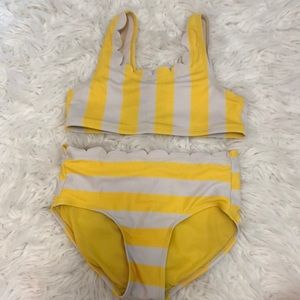 Yellow and white striped two piece Bikini swimsuit from justice